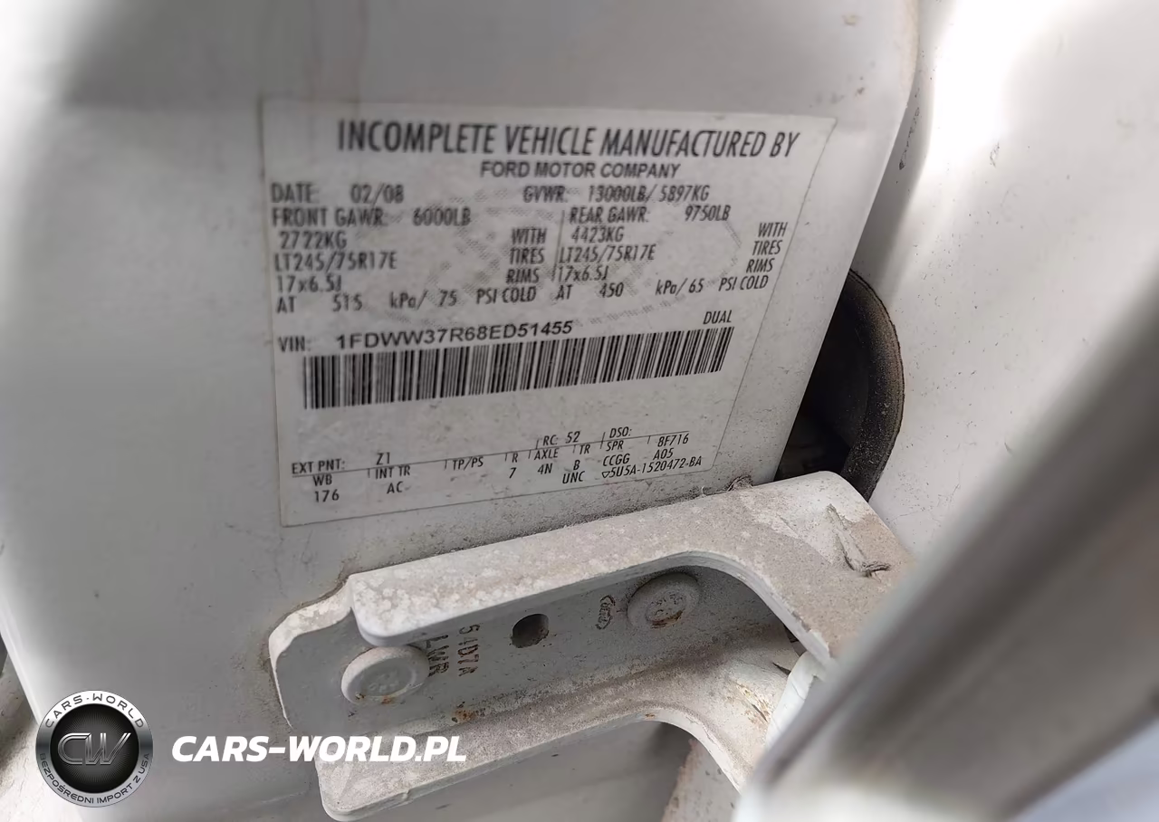 2008 Ford F-350 Chassis Lariat-Xl-Xlt VIN:1FDWW37R68ED51455 - 8