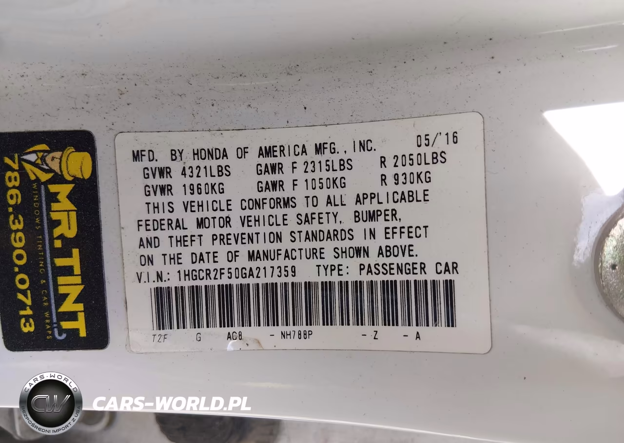 2016 Honda Accord Sport VIN:1HGCR2F50GA217359 - 9