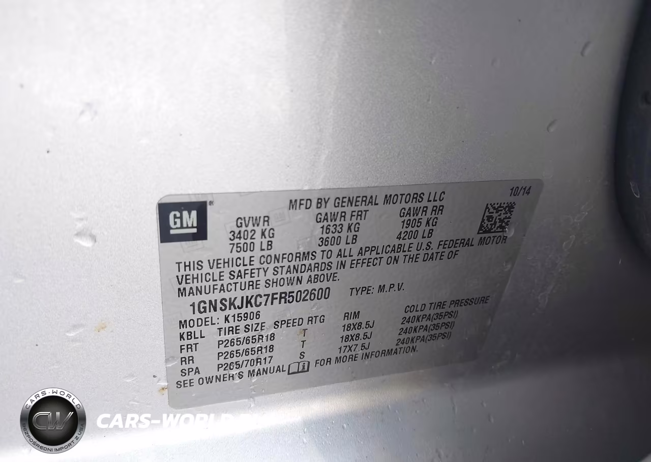 2015 Chevrolet Suburban Lt VIN:1GNSKJKC7FR502600 - 9