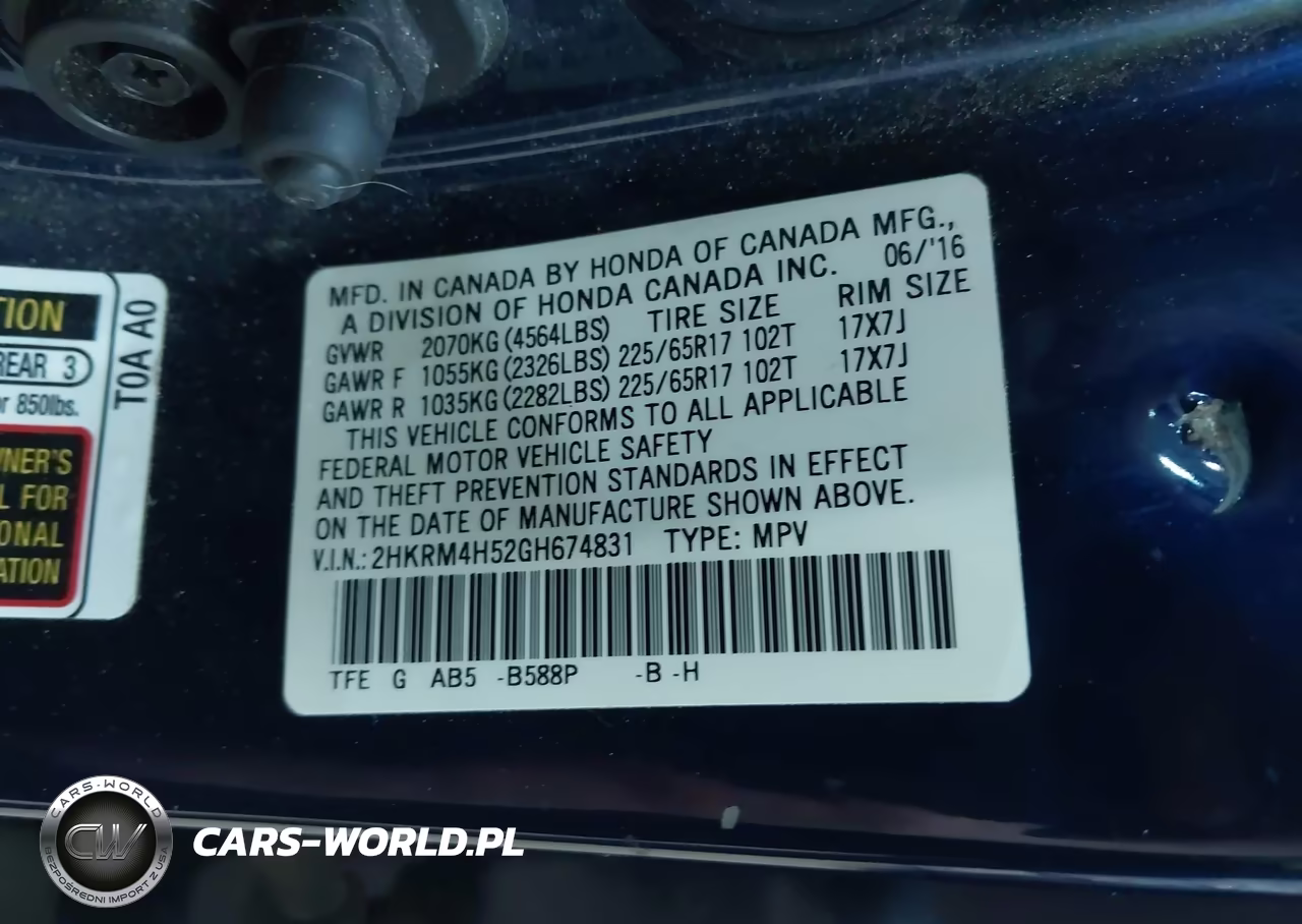 2016 Honda Cr-V Ex VIN:2HKRM4H52GH674831 - 7