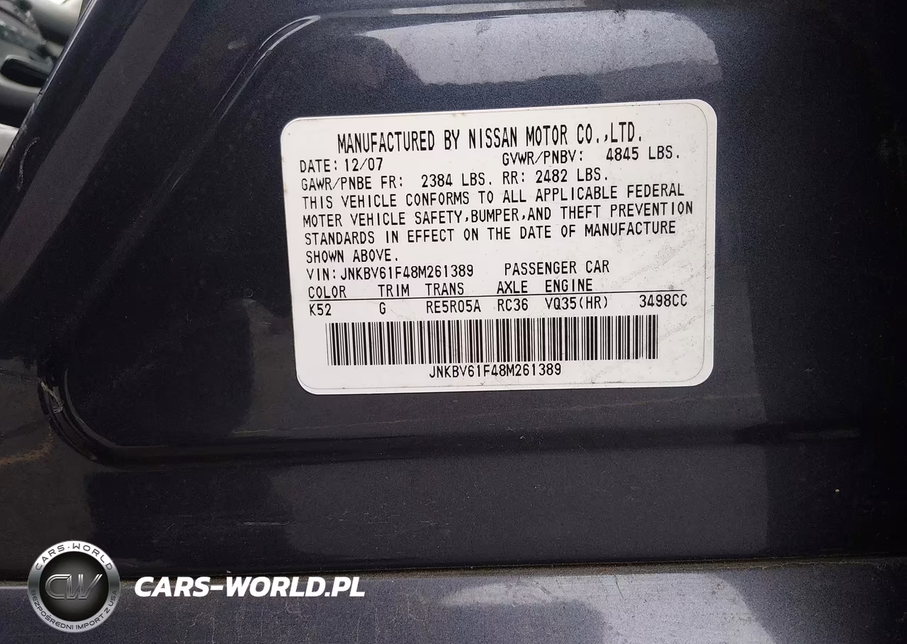 2008 Infiniti G35X VIN:JNKBV61F48M261389 - 9