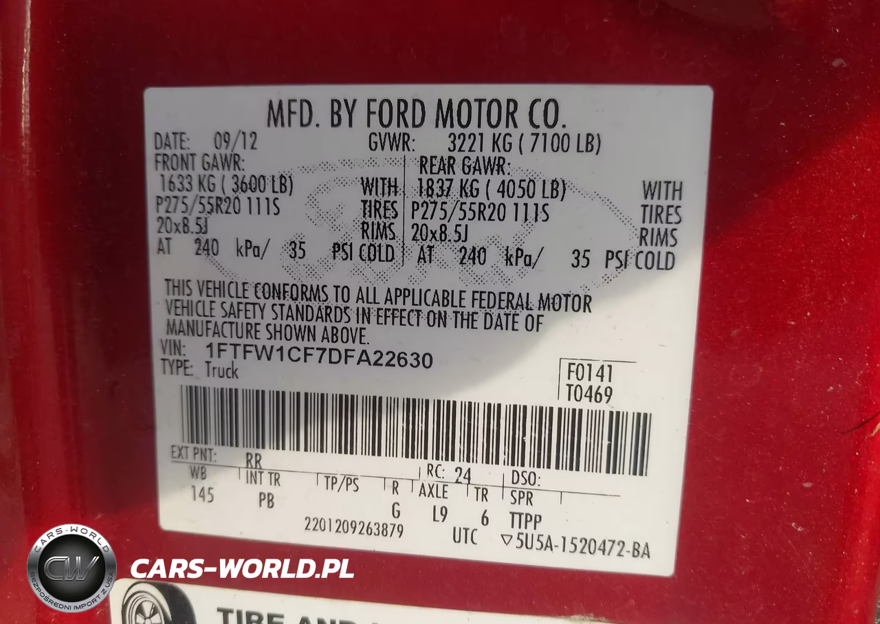 2013 Ford F-150 Platinum VIN:1FTFW1CF7DFA22630 - 9