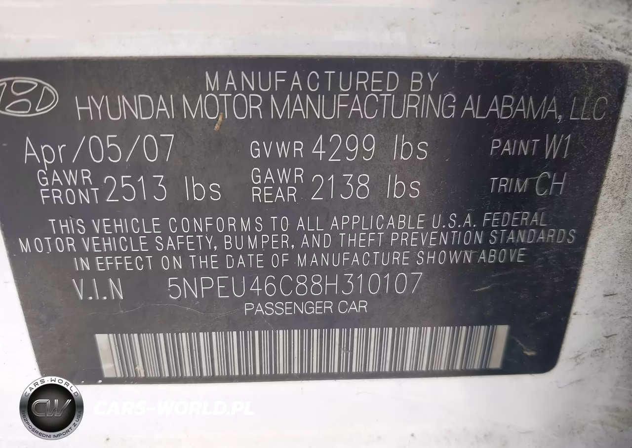 2008 Hyundai Sonata VIN:5NPEU46C88H310107 - 9