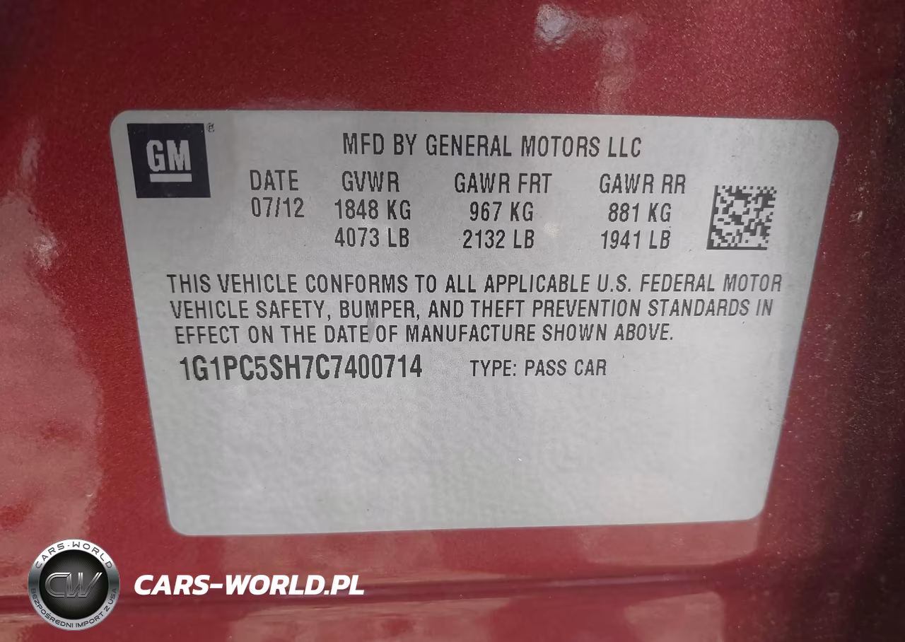 2012 Chevrolet Cruze Ls VIN:1G1PC5SH7C7400714 - 9