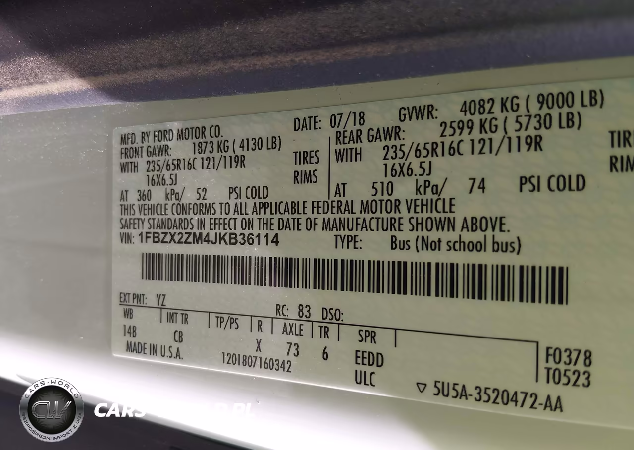 2018 Ford Transit-350 Xl VIN:1FBZX2ZM4JKB36114 - 9