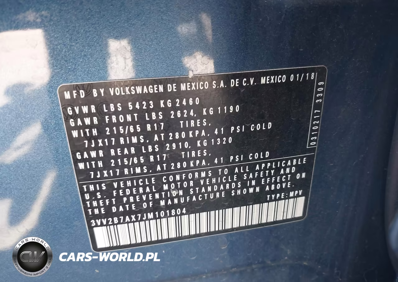 2018 Volkswagen Tiguan 2.0T Se-2.0T Sel VIN:3VV2B7AX7JM101804 - 9