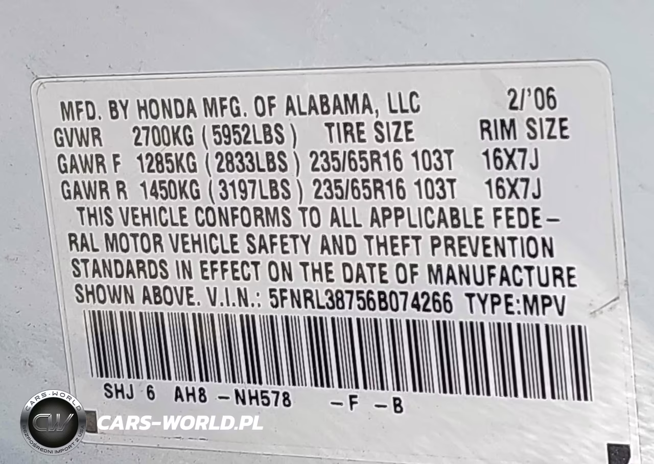 2006 Honda Odyssey Ex-L VIN:5FNRL38756B074266 - 9
