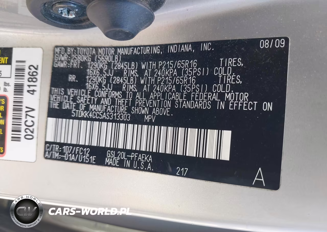 2010 Toyota Sienna Le VIN:5TDKK4CC5AS313303 - 9
