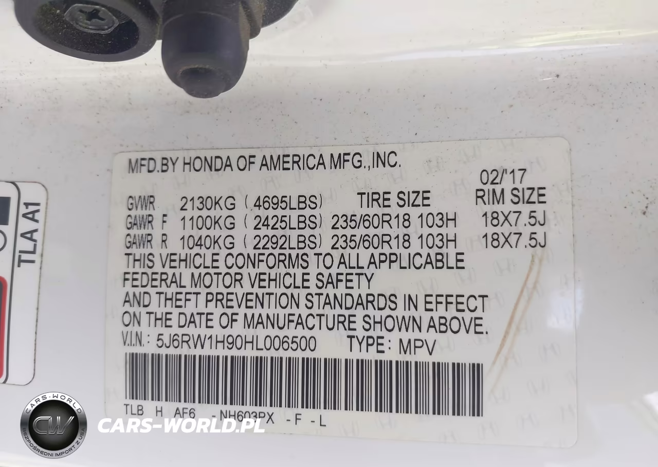 2017 Honda Cr-V Touring VIN:5J6RW1H90HL006500 - 9