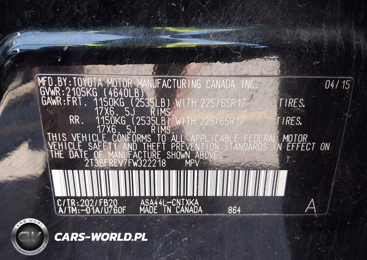 2015 Toyota Rav4 Le VIN:2T3BFREV7FW322218 - 9