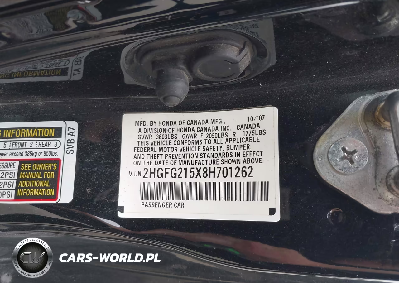 2008 Honda Civic Si VIN:2HGFG215X8H701262 - 9