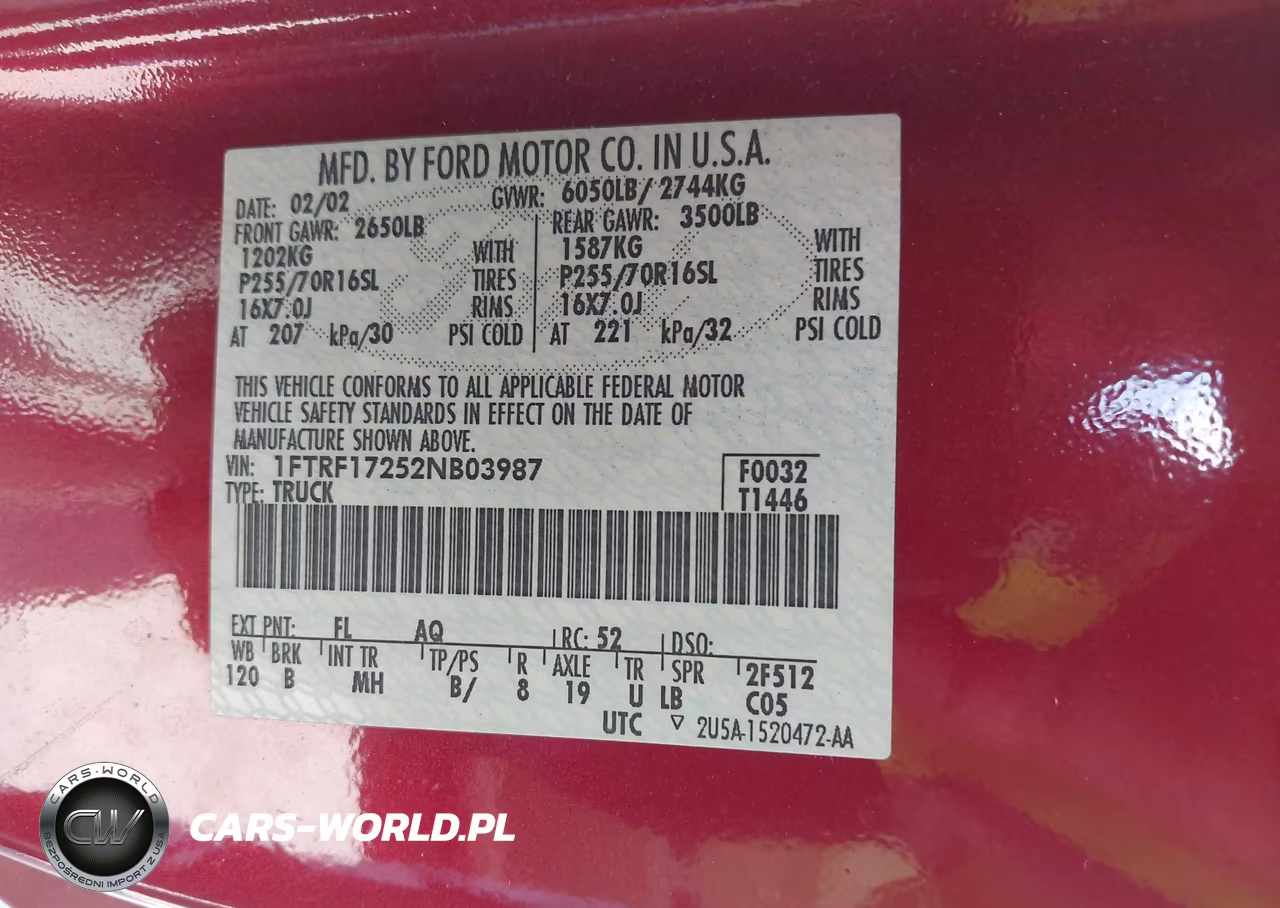 2002 Ford F-150 Xl-Xlt VIN:1FTRF17252NB03987 - 9