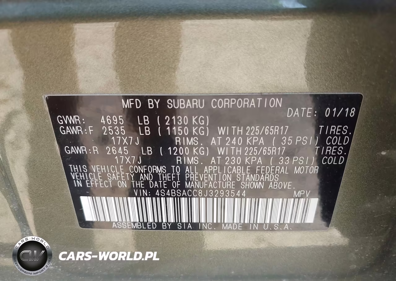 2018 Subaru Outback 2.5I Premium VIN:4S4BSACC8J3293544 - 9