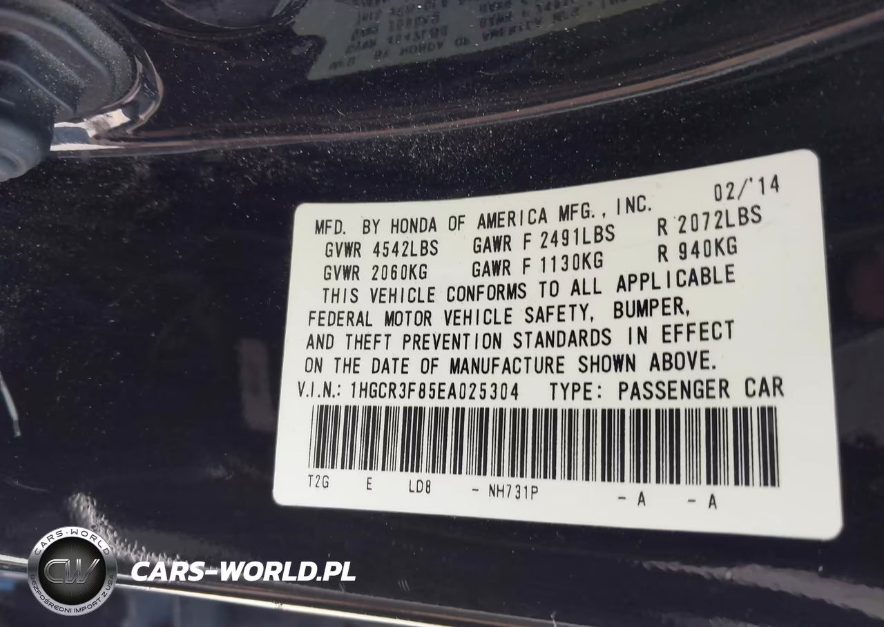 2014 Honda Accord Ex-L V-6 VIN:1HGCR3F85EA025304 - 9