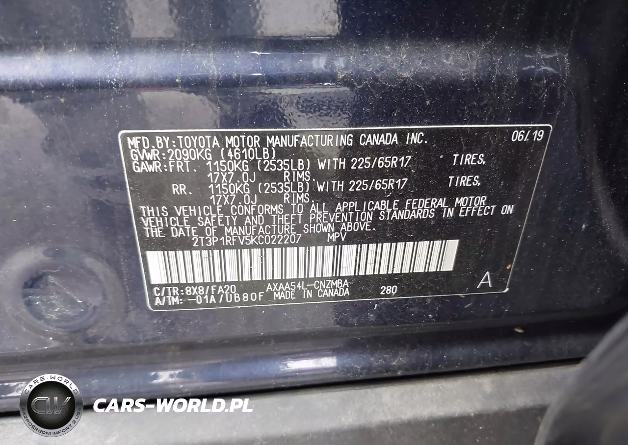 2019 Toyota Rav4 Xle VIN:2T3P1RFV5KC022207 - 9