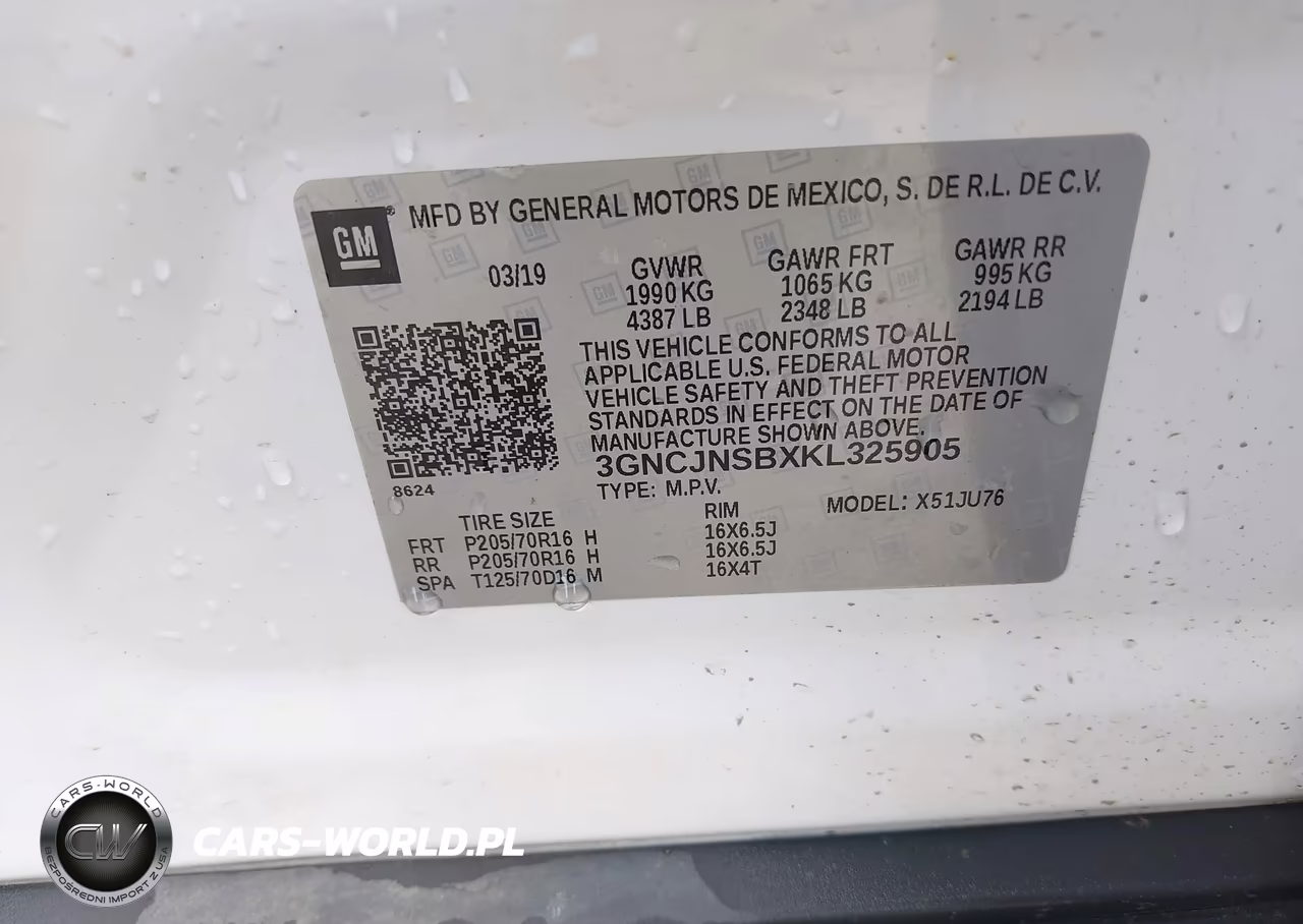 2019 Chevrolet Trax Ls VIN:3GNCJNSBXKL325905 - 9