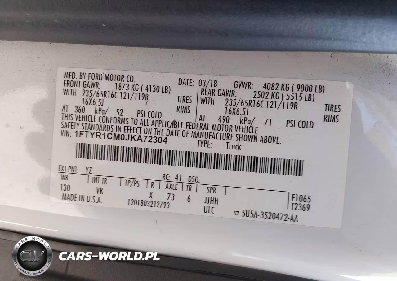 2018 Ford Transit-250 VIN:1FTYR1CM0JKA72304 - 9