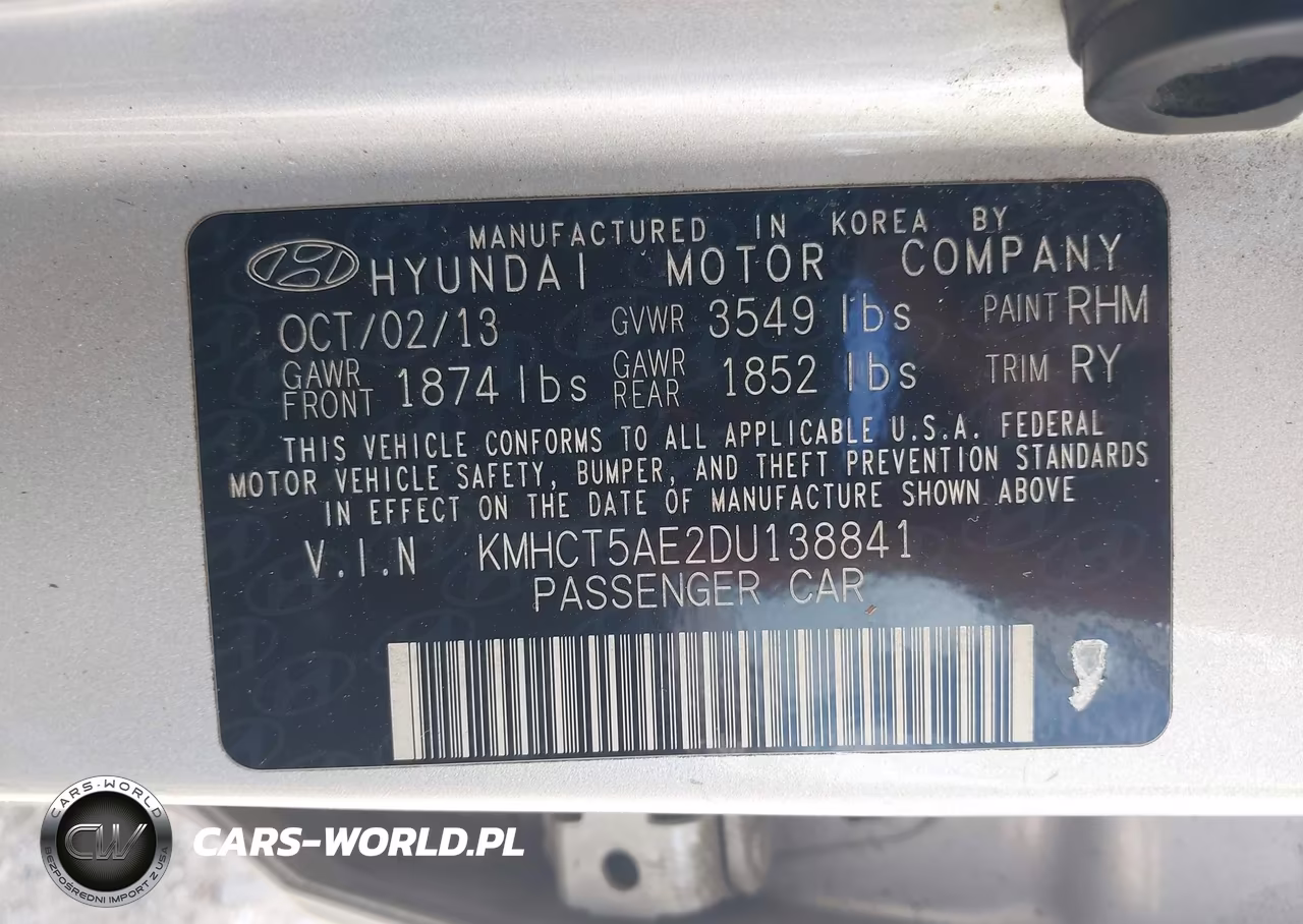 2013 Hyundai Accent Gs VIN:KMHCT5AE2DU138841 - 9