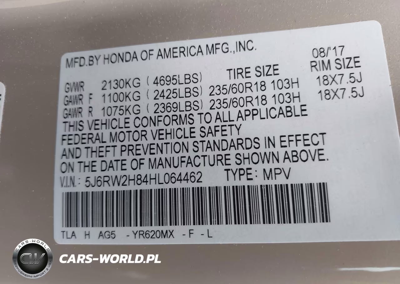 2017 Honda Cr-V Ex-L-Ex-L Navi VIN:5J6RW2H84HL064462 - 9