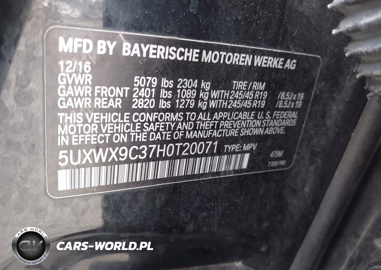 2017 BMW X3 xDrive28I VIN:5UXWX9C37H0T20071 - 9