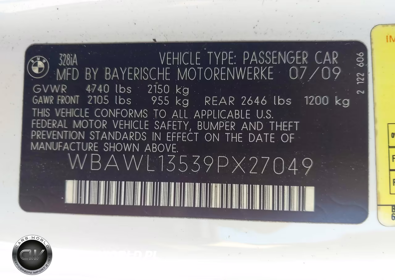 2009 BMW 328I VIN:WBAWL13539PX27049 - 9