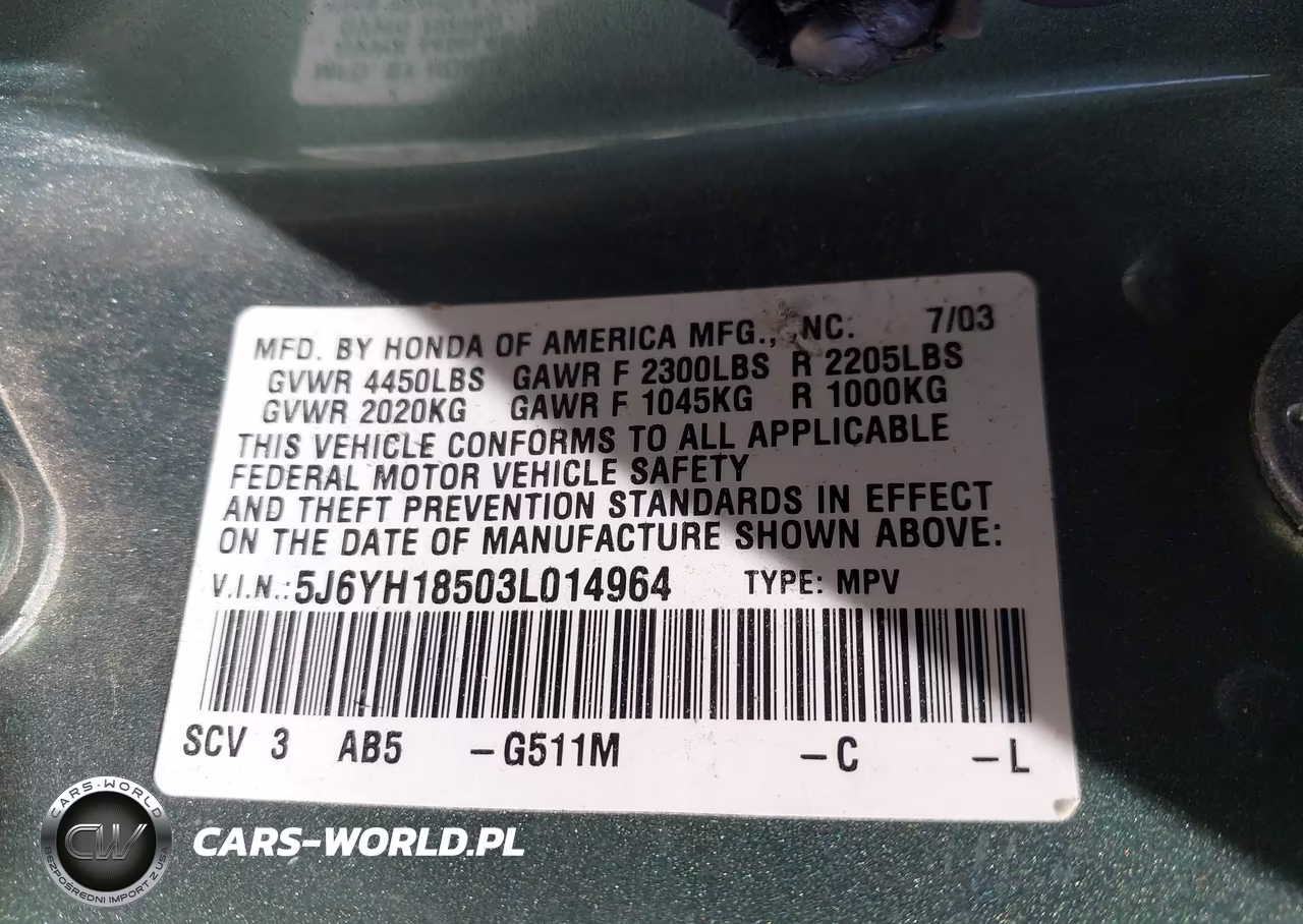 2003 Honda Element Ex VIN:5J6YH18503L014964 - 9