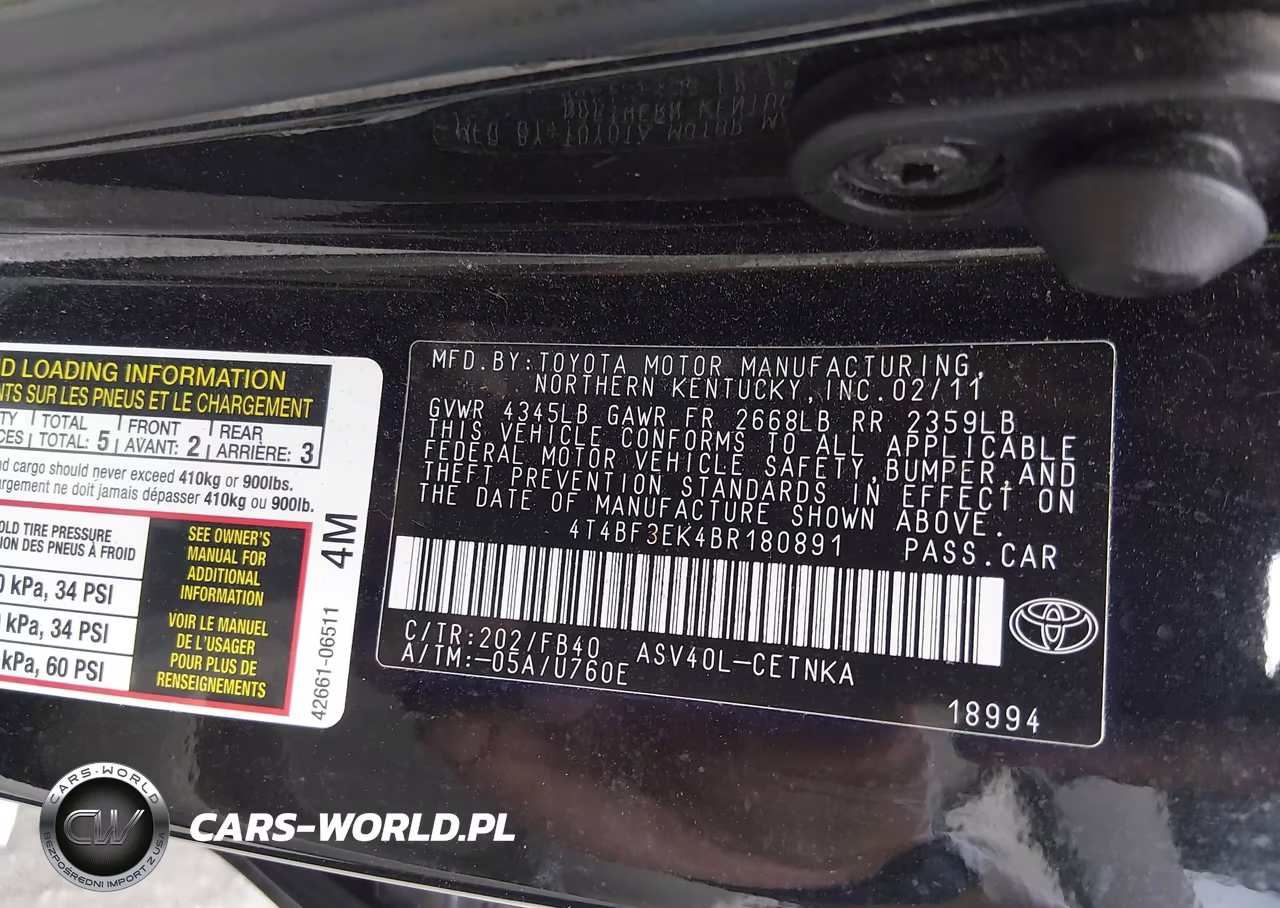 2011 Toyota Camry Le VIN:4T4BF3EK4BR180891 - 9