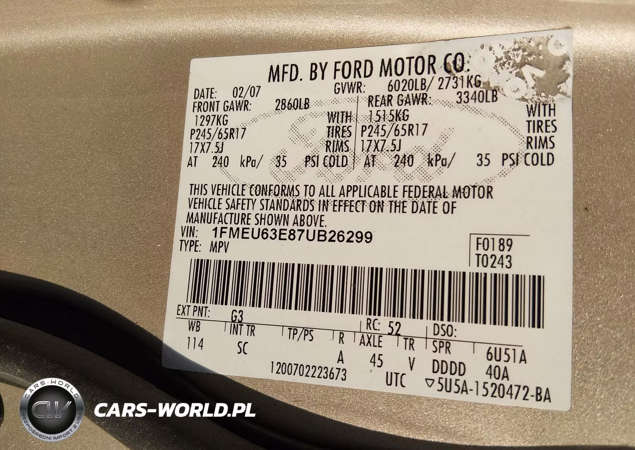 2007 Ford Explorer Xlt VIN:1FMEU63E87UB26299 - 9