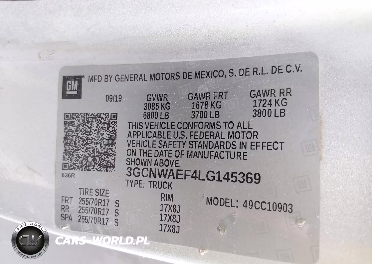 2020 Chevrolet Silverado 1500 2Wd Long Bed Wt VIN:3GCNWAEF4LG145369 - 9