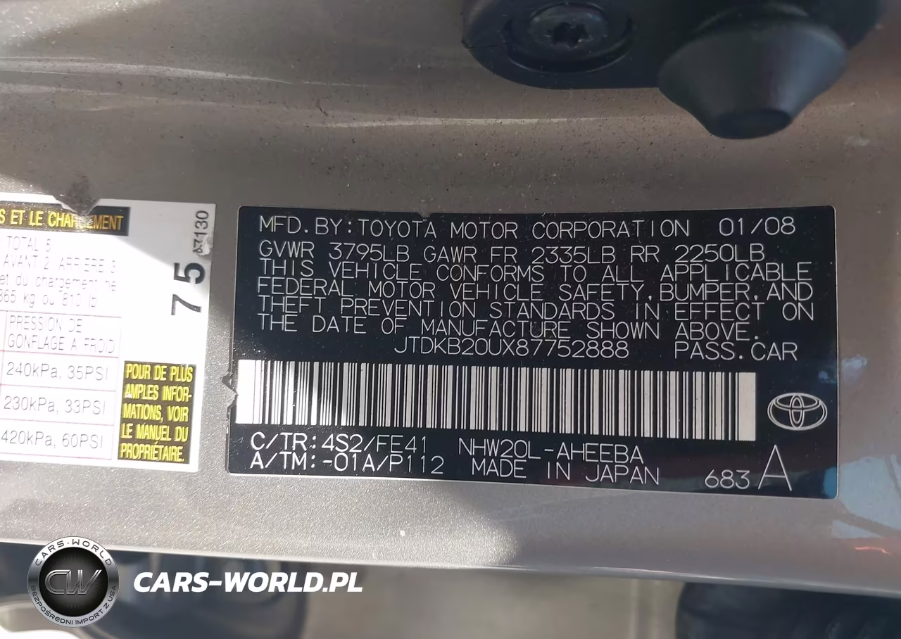 2008 Toyota Prius VIN:JTDKB20UX87752888 - 9