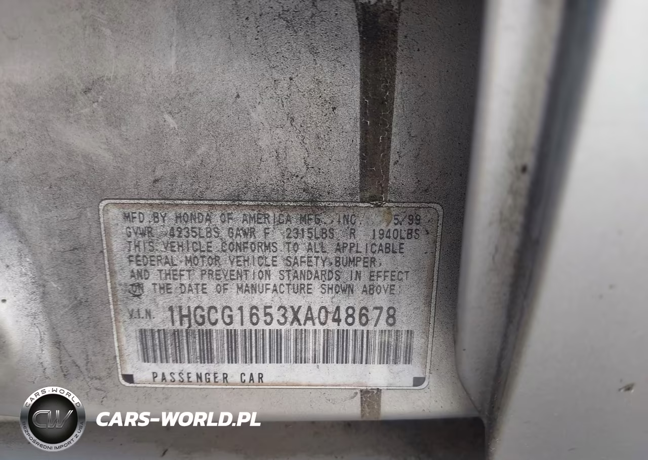 1999 Honda Accord Ex V6 VIN:1HGCG1653XA048678 - 9