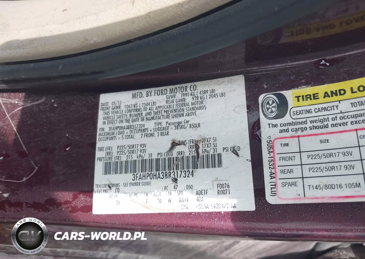 2011 Ford Fusion Se VIN:3FAHP0HA3BR317324 - 9