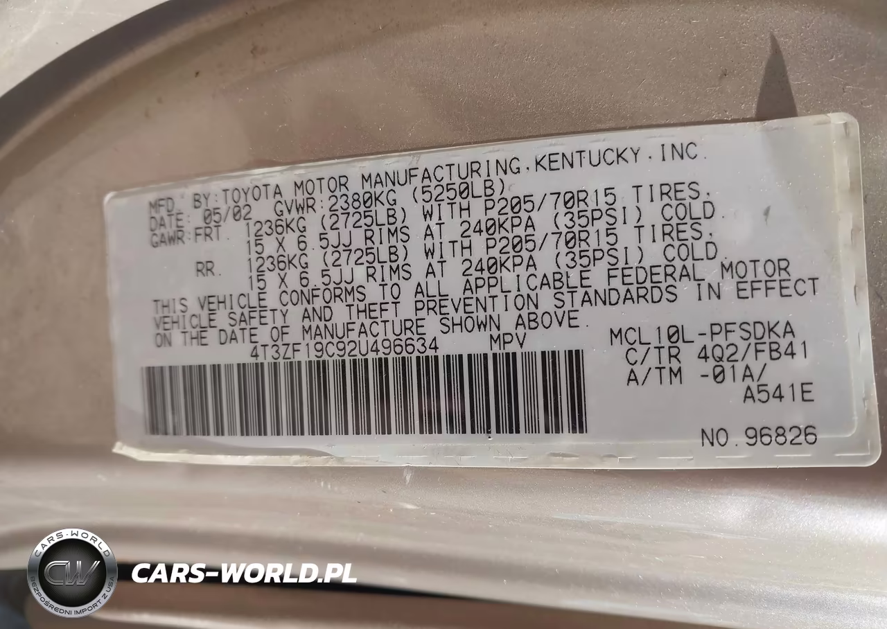 2002 Toyota Sienna Ce VIN:4T3ZF19C92U496634 - 9