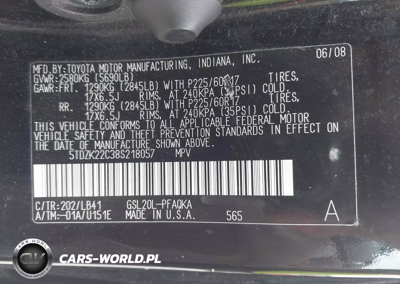 2008 Toyota Sienna Xle VIN:5TDZK22C38S218057 - 9