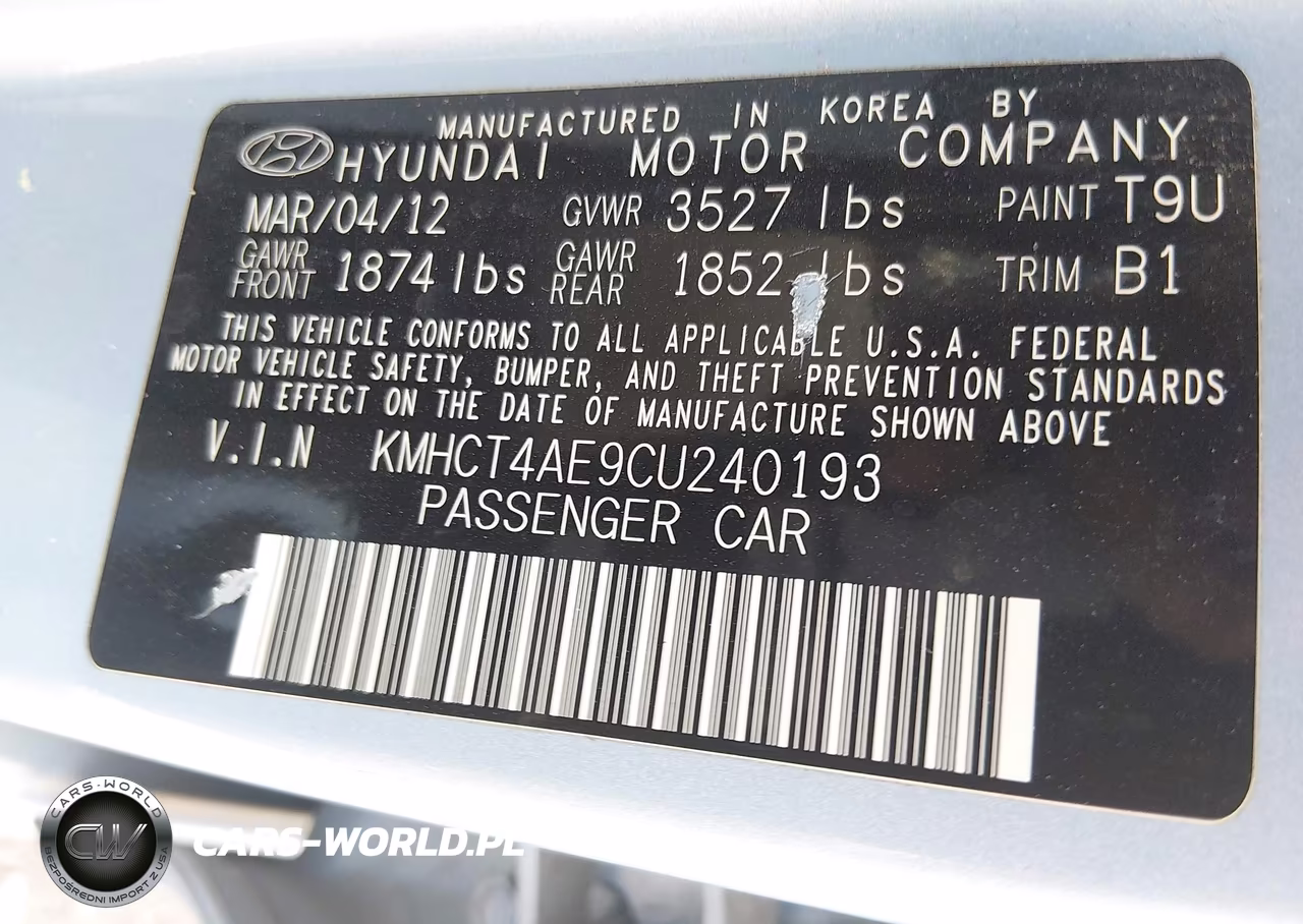 2012 Hyundai Accent Gls VIN:KMHCT4AE9CU240193 - 9