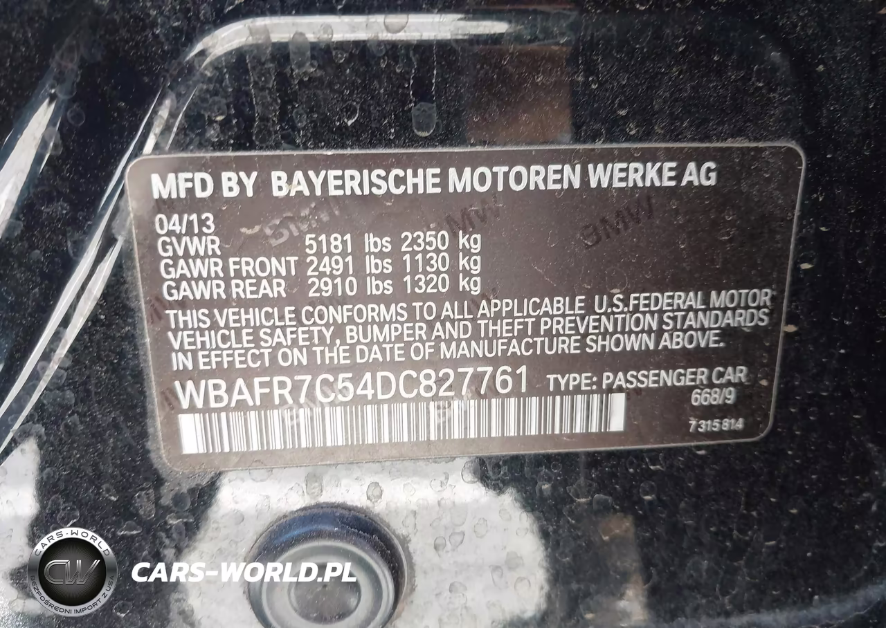 2013 BMW 535I VIN:WBAFR7C54DC827761 - 9