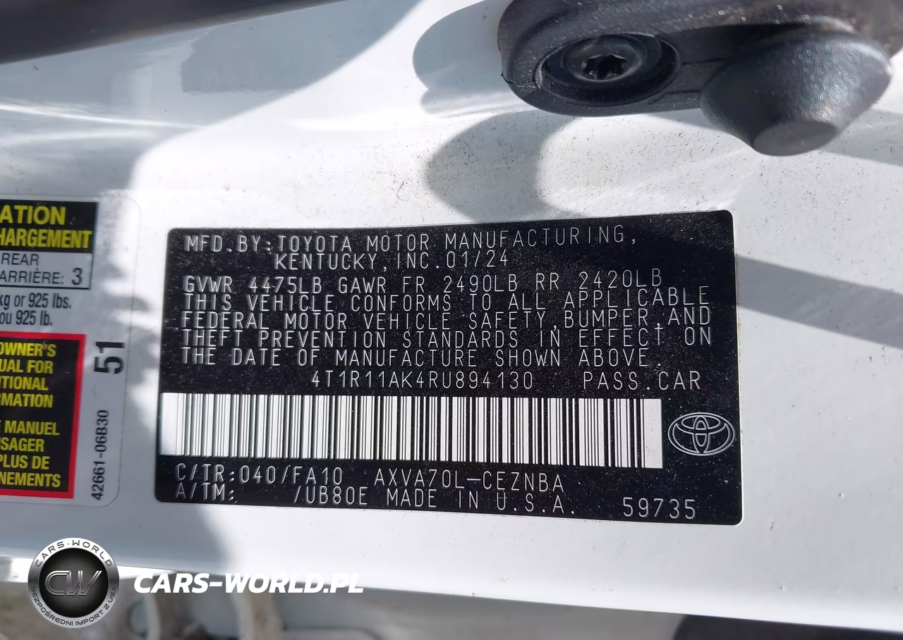 2024 Toyota Camry Le VIN:4T1R11AK4RU894130 - 9