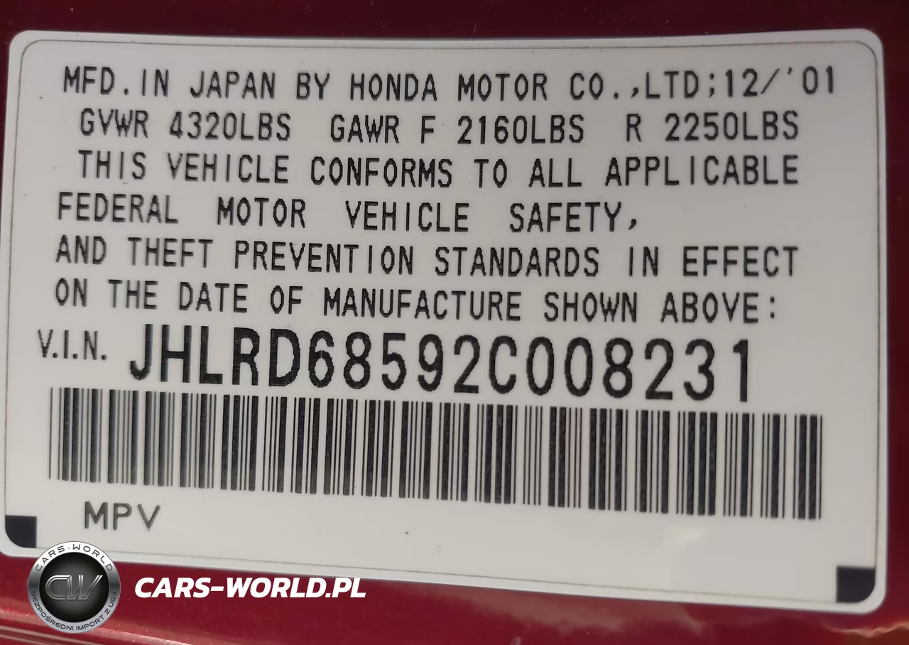 2002 Honda Cr-V Lx VIN:JHLRD68592C008231 - 9