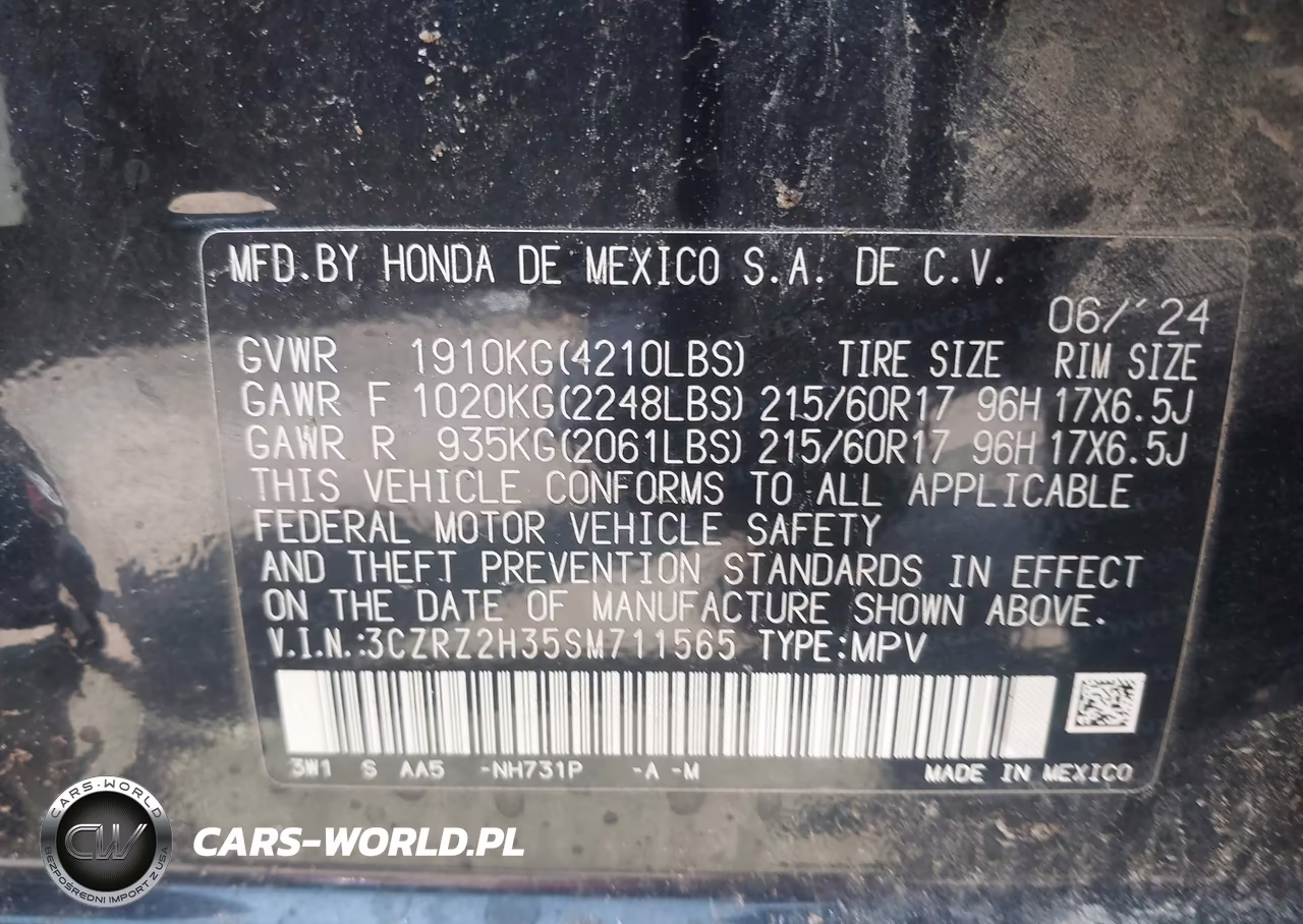 2025 Honda Hr-V Awd Lx VIN:3CZRZ2H35SM711565 - 9