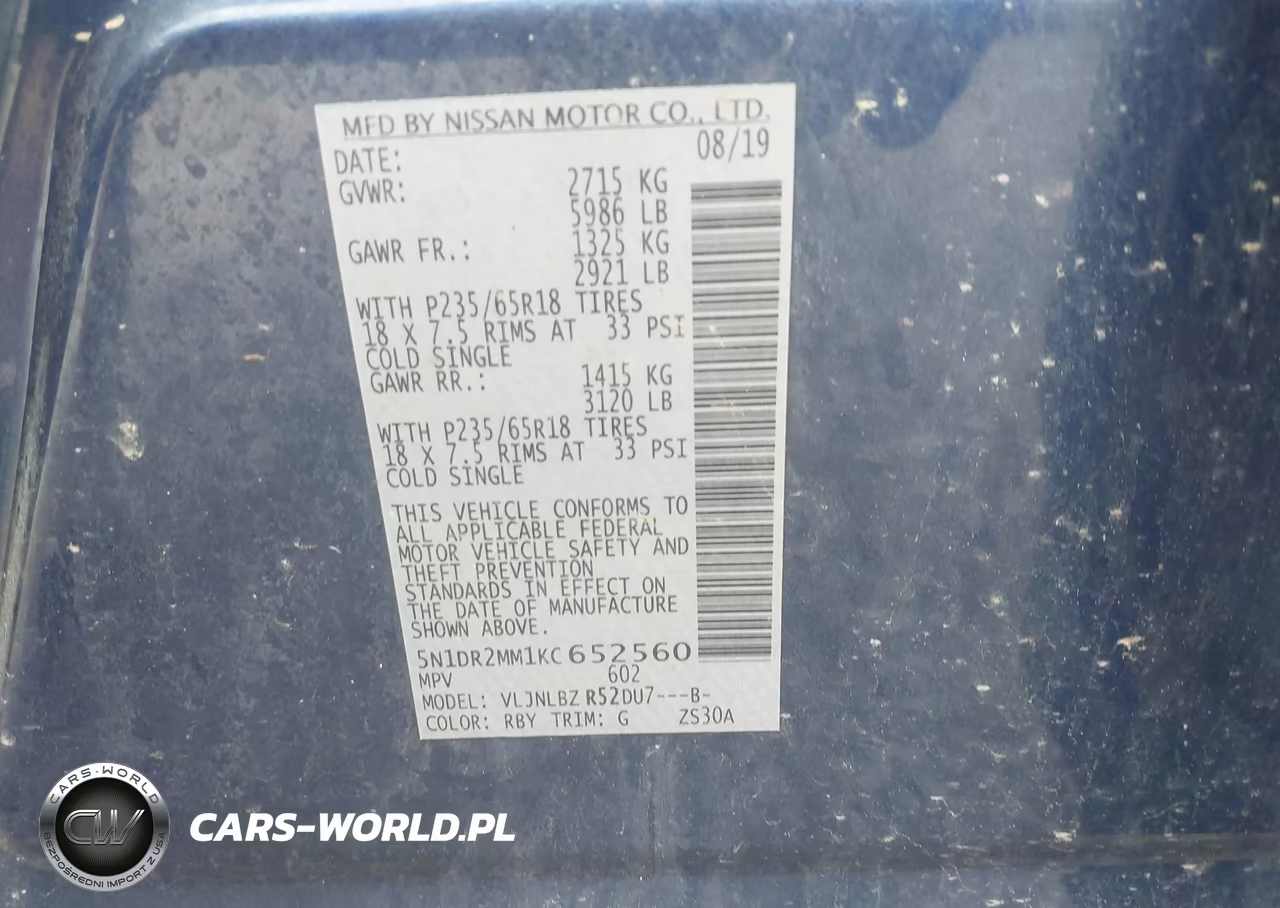 2019 Nissan Pathfinder S VIN:5N1DR2MM1KC652560 - 9