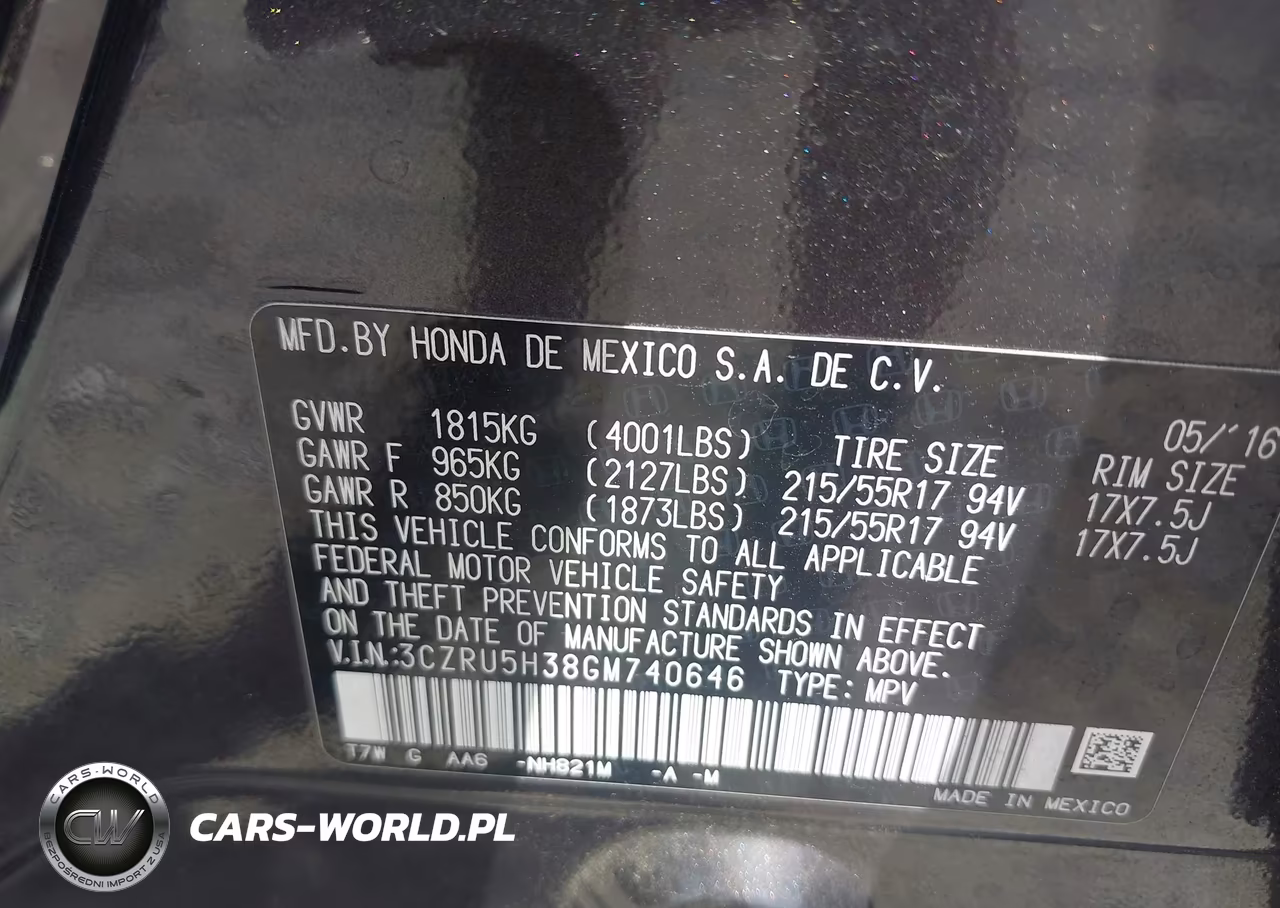 2016 Honda Hr-V Lx VIN:3CZRU5H38GM740646 - 9