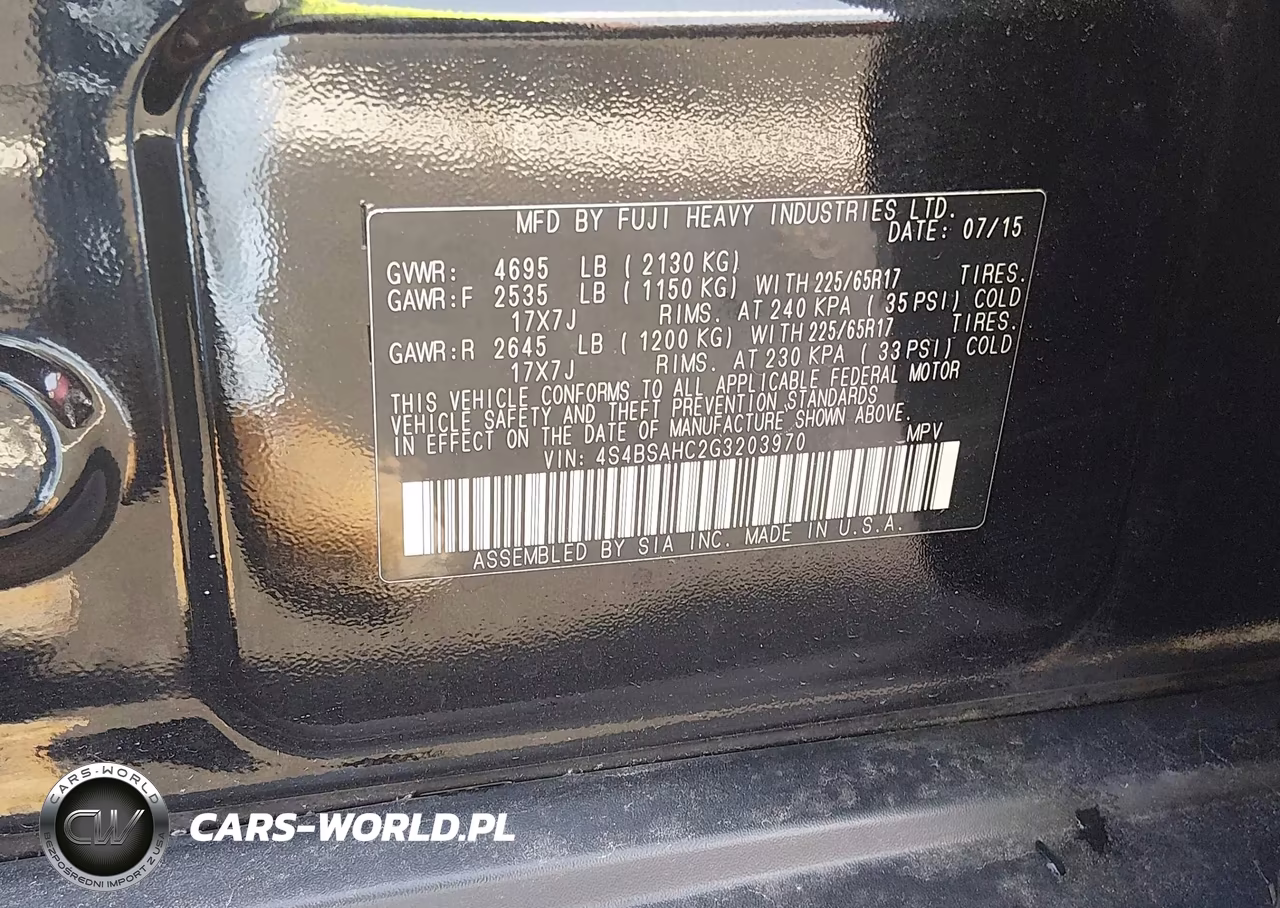 2016 Subaru Outback 2.5I Premium VIN:4S4BSAHC2G3203970 - 9