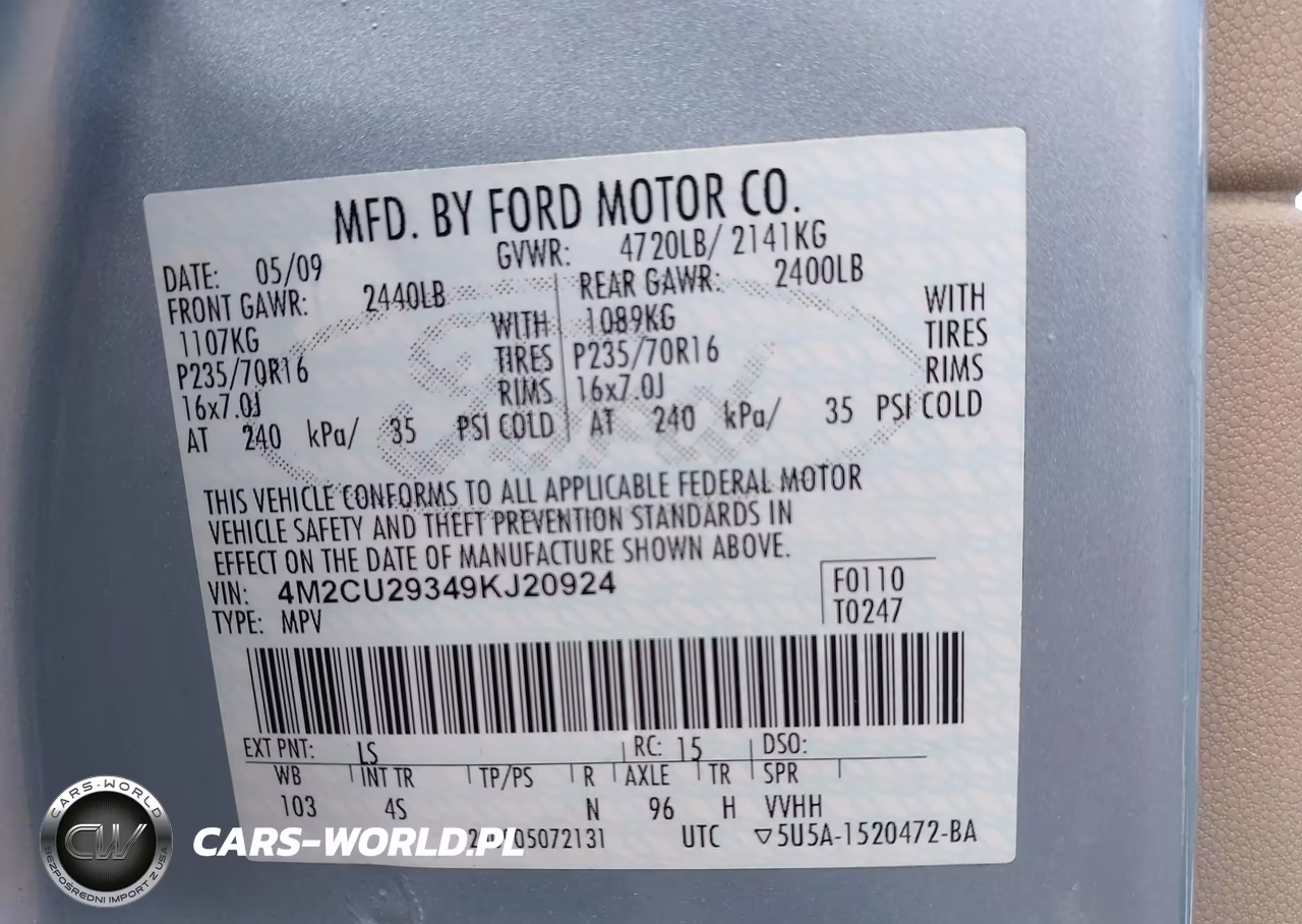 2009 Mercury Mariner Hybrid VIN:4M2CU29349KJ20924 - 9