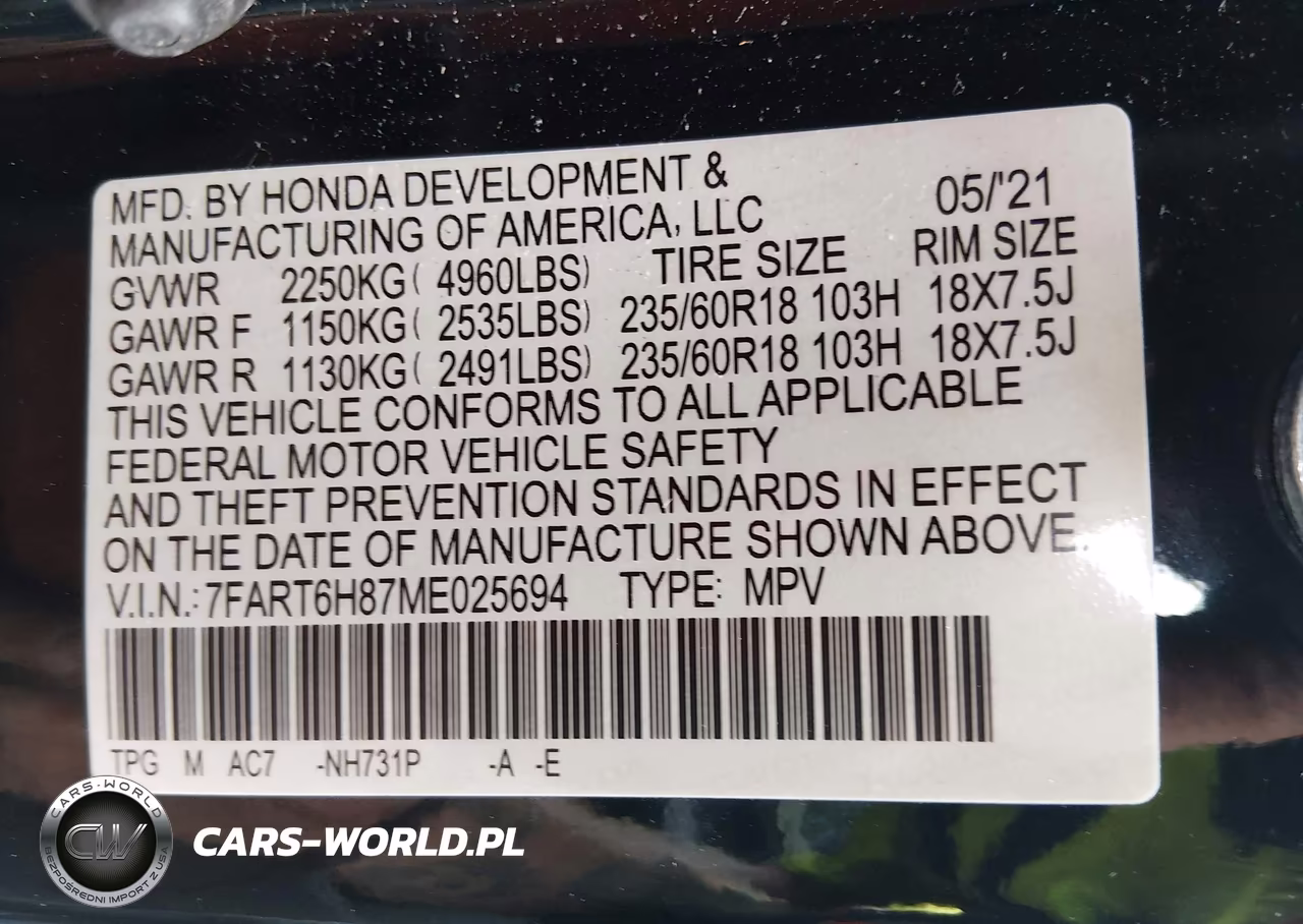 2021 Honda Cr-V Hybrid Ex-L VIN:7FART6H87ME025694 - 9