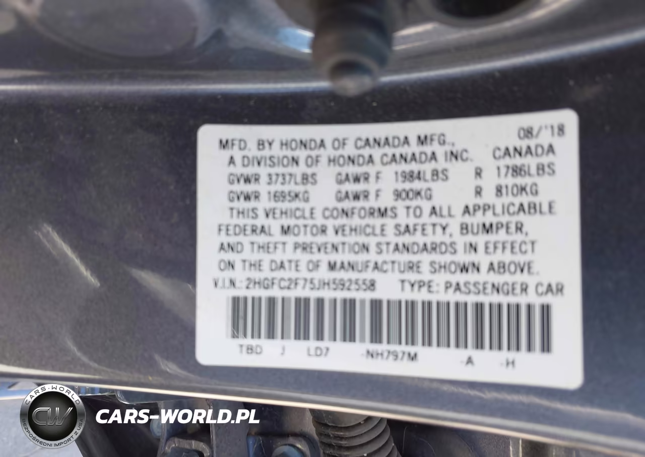 2018 Honda Civic Ex VIN:2HGFC2F75JH592558 - 9