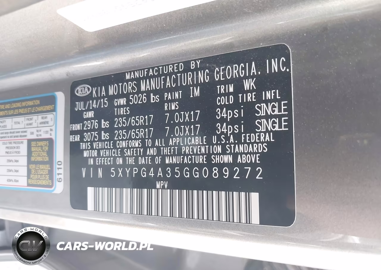 2016 Kia Sorento 2.4L Lx VIN:5XYPG4A35GG089272 - 9