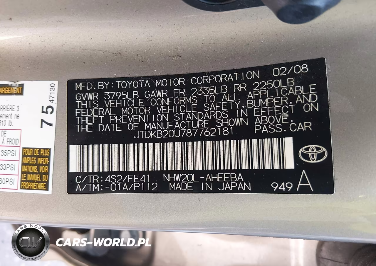 2008 Toyota Prius VIN:JTDKB20U787762181 - 9