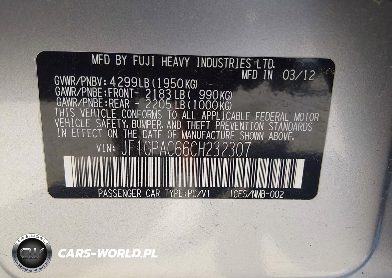 2012 Subaru Impreza 2.0I Premium VIN:JF1GPAC66CH232307 - 9