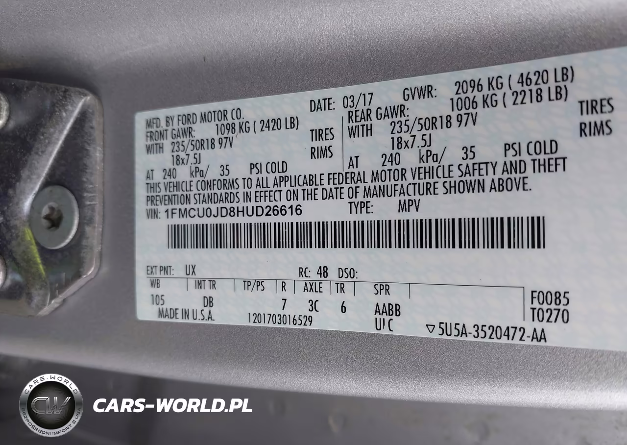 2017 Ford Escape Titanium VIN:1FMCU0JD8HUD26616 - 9