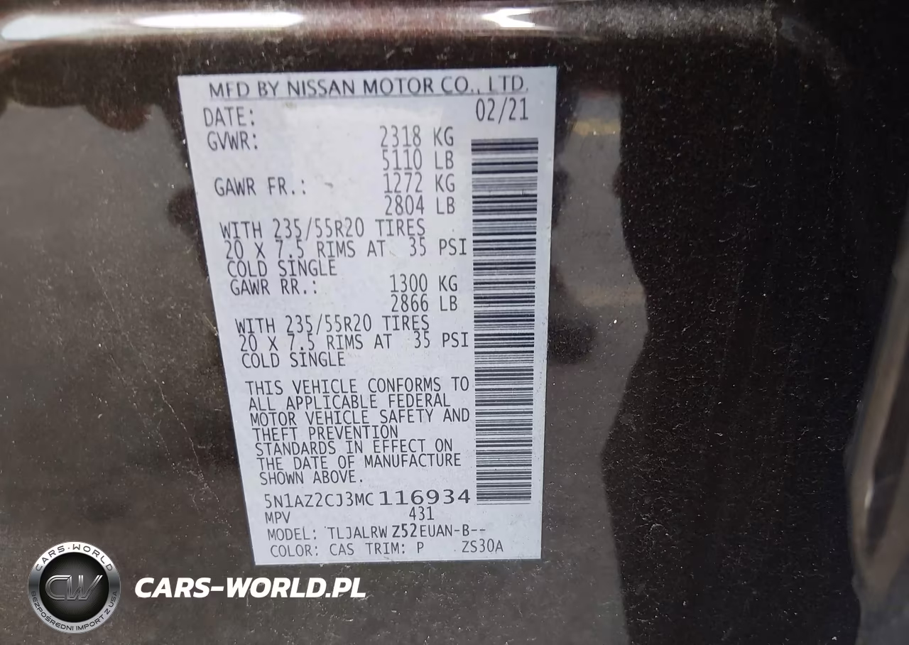 2021 Nissan Murano Sl Fwd VIN:5N1AZ2CJ3MC116934 - 9